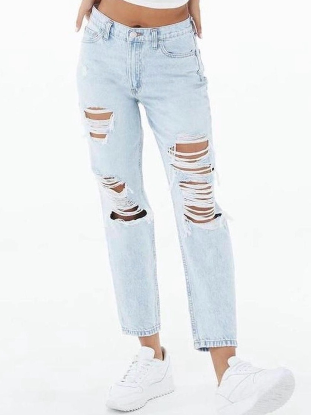 PacSun Mom Jean Light Wash Distressed High Rise Straight Leg Size 24